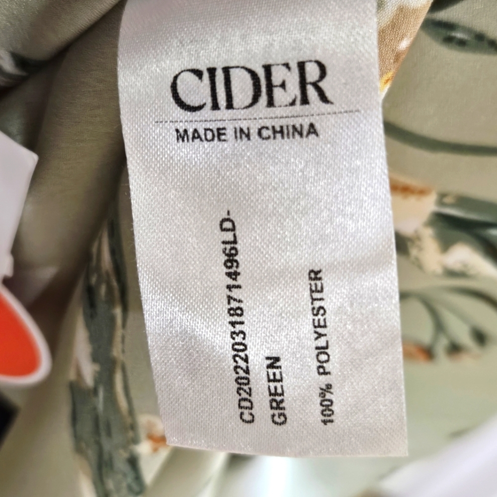 Cider Green Satin Multicolor Floral Asymmetrical Midi Slip Dress,Medium,NWT - Picture 14 of 16